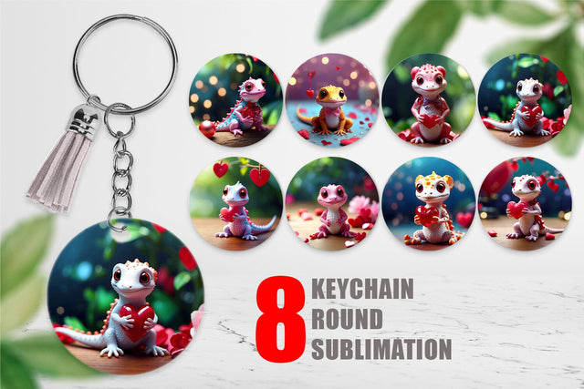 Keychain Valentine Gecko Sublimation artnoy 