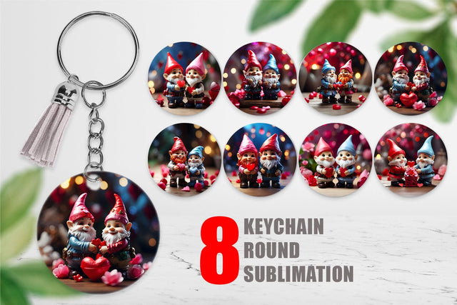 Keychain Valentine Gnomes Sublimation artnoy 