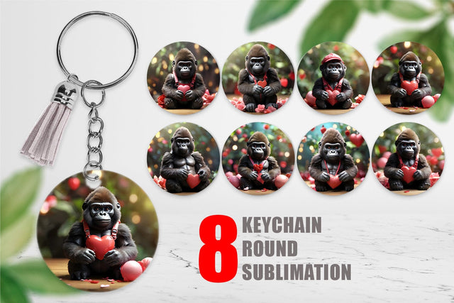 Keychain Valentine Gorilla Sublimation artnoy 