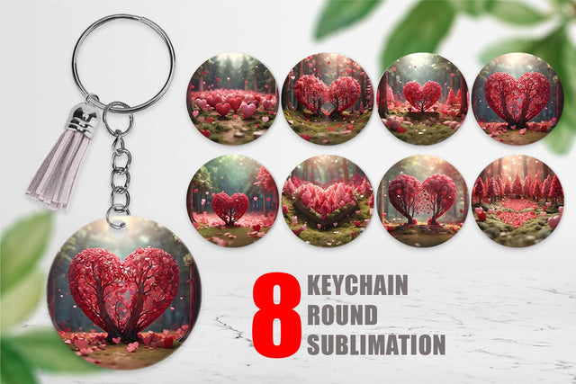 Keychain Valentine Heart Forest Sublimation artnoy 