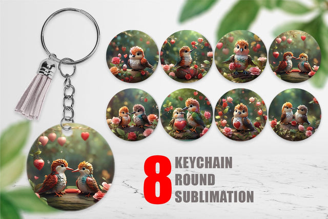 Keychain Valentine Hummingbird Sublimation artnoy 