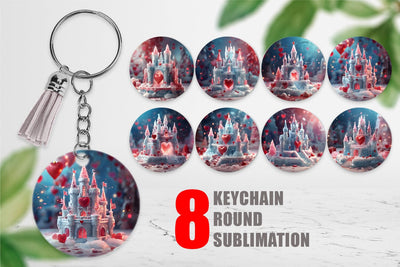 Keychain Valentine Ice Castle Sublimation artnoy 