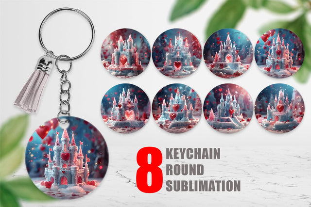Keychain Valentine Ice Castle Sublimation artnoy 