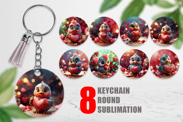 Keychain Valentine Kalavinka Bird Sublimation artnoy 