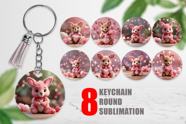 Keychain Valentine Kangaroo Sublimation artnoy 