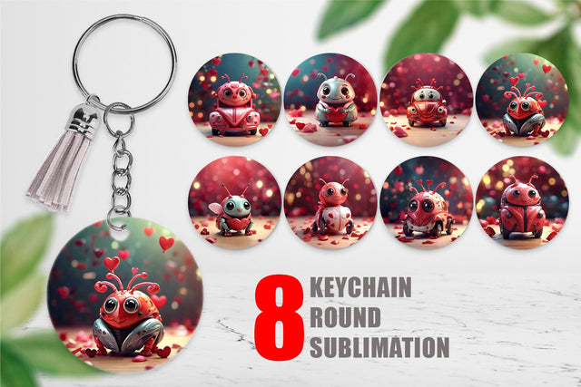 Keychain Valentine Love Bug Sublimation artnoy 