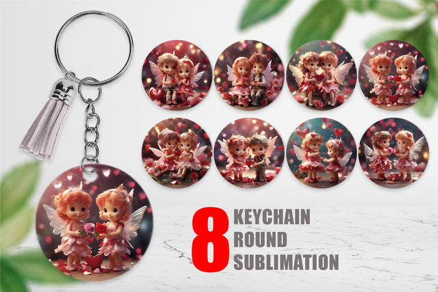 Keychain Valentine Love Fairies Sublimation artnoy 