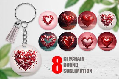 Keychain Valentine Love Heart Sublimation artnoy 