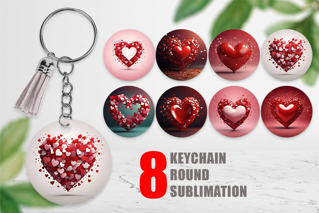 Keychain Valentine Love Heart Sublimation artnoy 