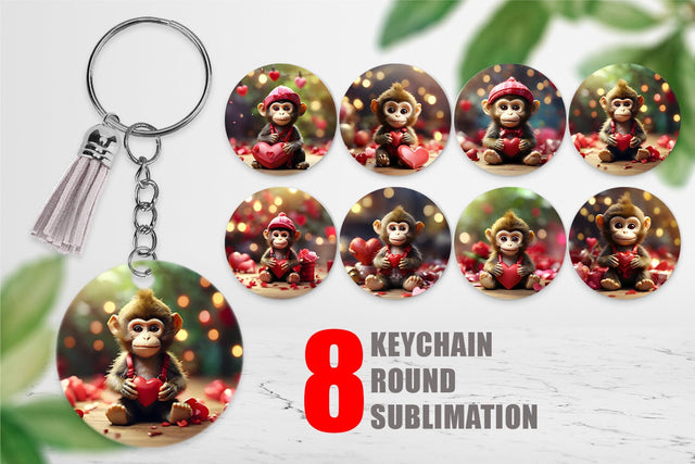 Keychain Valentine Monkey Sublimation artnoy 