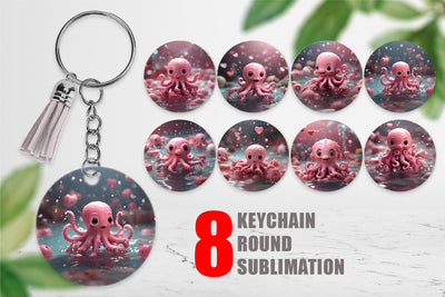 Keychain Valentine Octopus Sublimation artnoy 