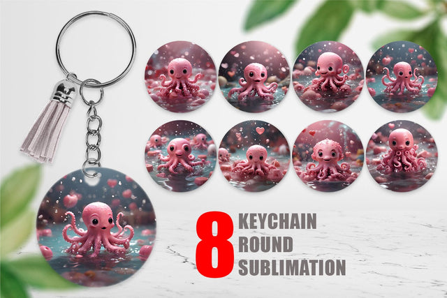 Keychain Valentine Octopus Sublimation artnoy 