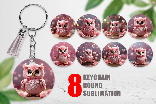 Keychain Valentine Owl Sublimation artnoy 