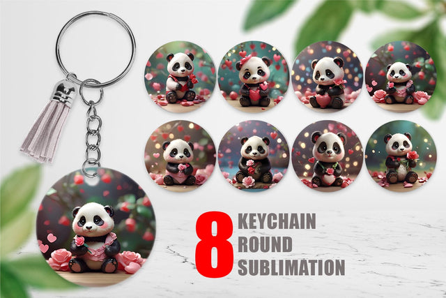 Keychain Valentine Panda Sublimation artnoy 