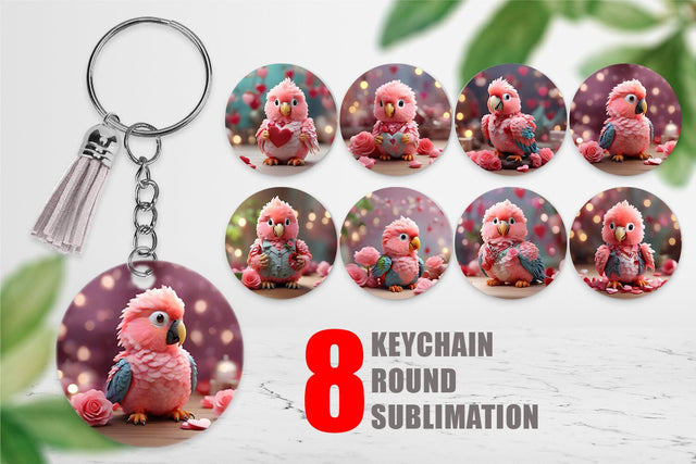 Keychain Valentine Parrot Sublimation artnoy 
