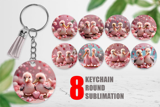 Keychain Valentine Pelicans Sublimation artnoy 