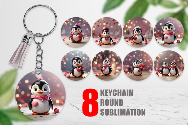 Keychain Valentine Penguin Sublimation artnoy 