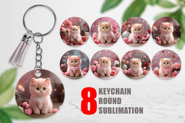 Keychain Valentine Persian Cat Sublimation artnoy 