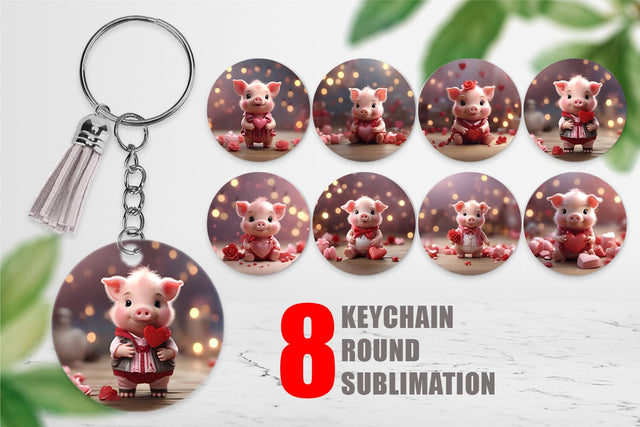 Keychain Valentine Pig Sublimation artnoy 