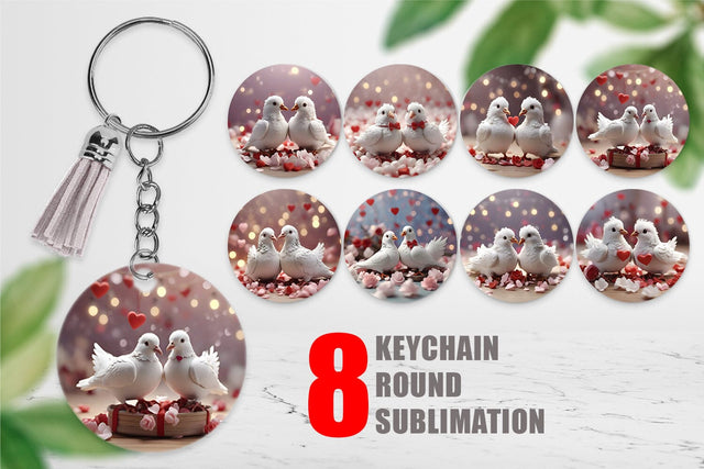 Keychain Valentine Pigeons Sublimation artnoy 