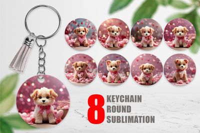 Keychain Valentine Puppy Sublimation artnoy 