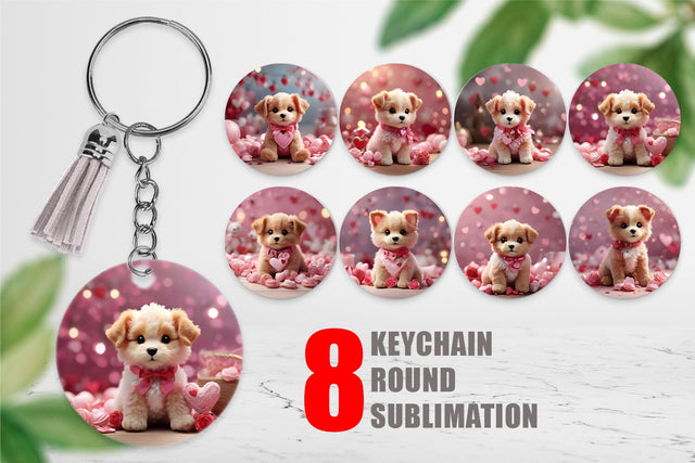 Keychain Valentine Puppy Sublimation artnoy 