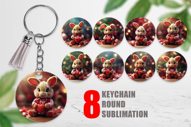 Keychain Valentine Rabbit Sublimation artnoy 
