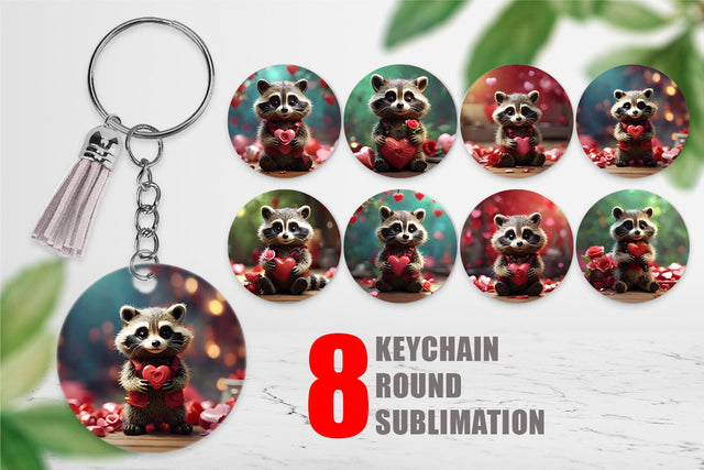 Keychain Valentine Raccoon Sublimation artnoy 