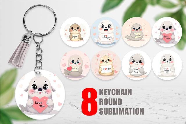Keychain Valentine Seal Cartoon Sublimation artnoy 