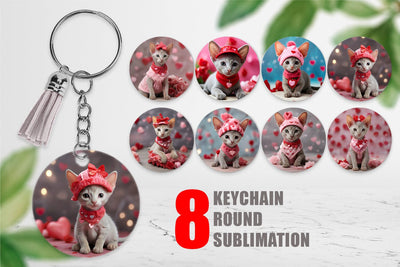 Keychain Valentine Shorthair Cat Sublimation artnoy 
