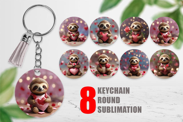 Keychain Valentine Sloth Sublimation artnoy 