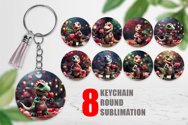 Keychain Valentine T Rex Sublimation artnoy 