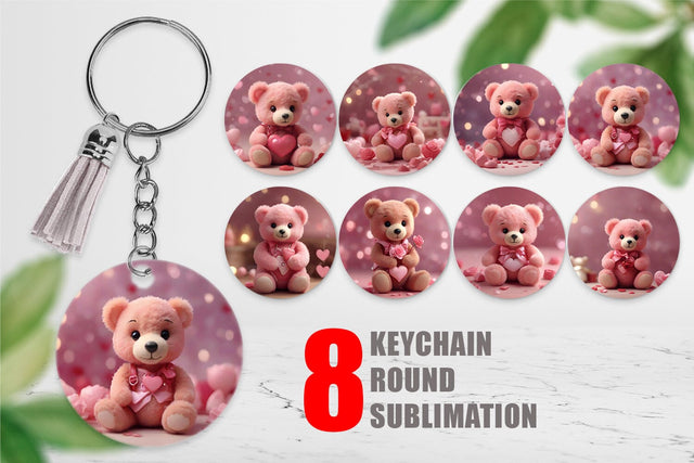 Keychain Valentine Teddy Bear Sublimation artnoy 