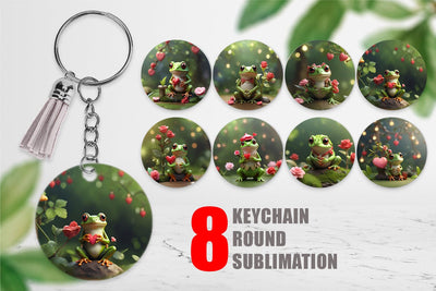 Keychain Valentine Tree Frog Sublimation artnoy 