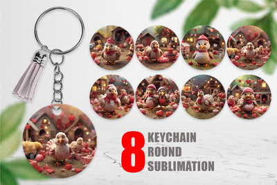 Keychain Valentine Turkey Farm Sublimation artnoy 