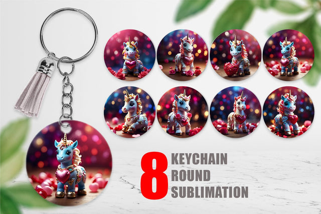 Keychain Valentine Unicorn Sublimation artnoy 