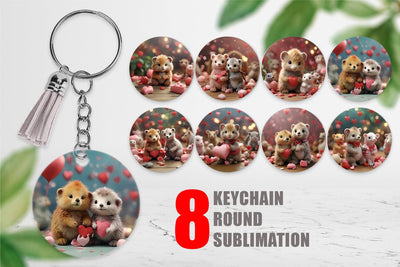 Keychain Valentine Zoo Animals Sublimation artnoy 