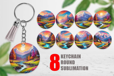 Keychain Vibrant Landscape Sublimation artnoy 