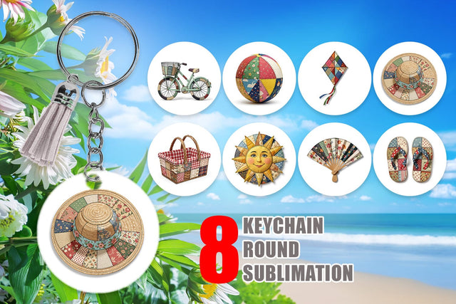 Keychain Vibrant Summer Play Patchwork Sublimation artnoy 