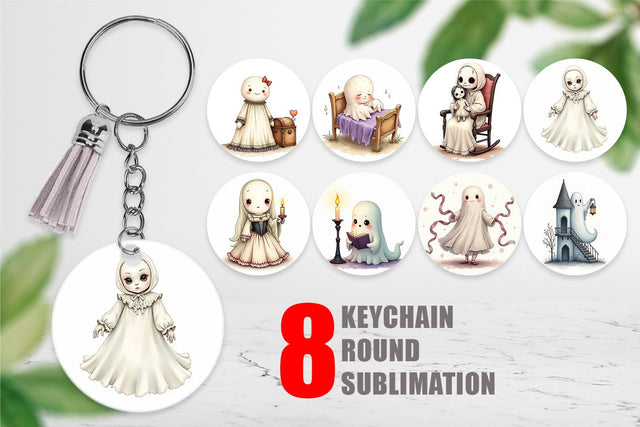 Keychain Victorian Dollhouse Ghosts Sublimation artnoy 