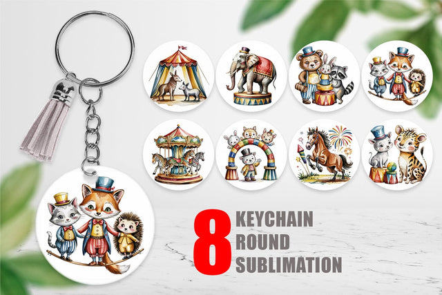Keychain Vintage Animal Circus Sublimation artnoy 