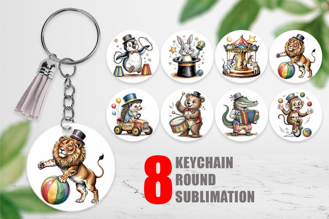 Keychain Vintage Animal Circus Sublimation artnoy 