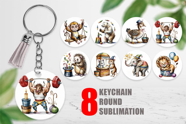 Keychain Vintage Animal Circus Sublimation artnoy 