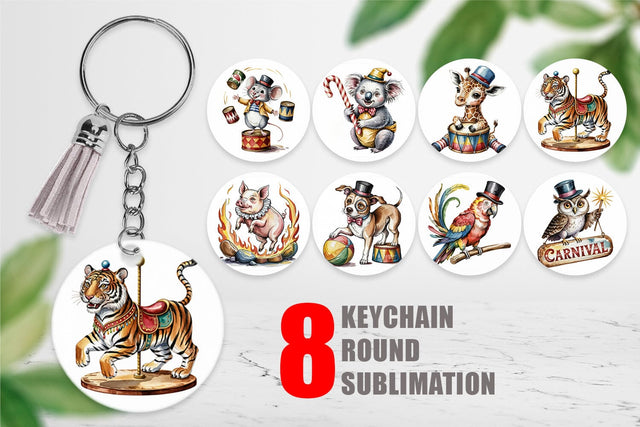 Keychain Vintage Animal Circus Sublimation artnoy 