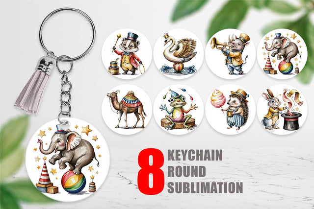 Keychain Vintage Animal Circus Sublimation artnoy 