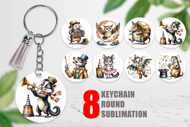 Keychain Vintage Animal Circus Sublimation artnoy 