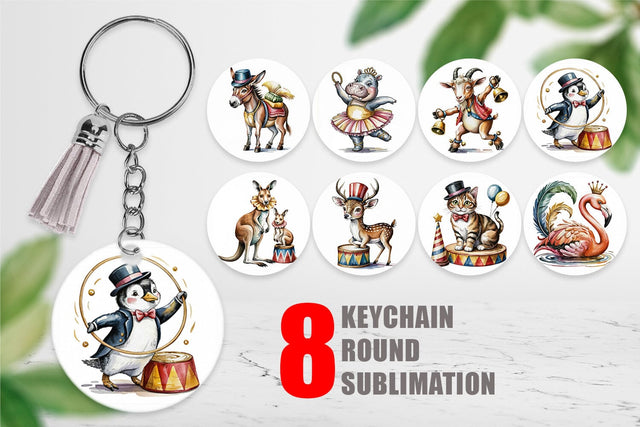 Keychain Vintage Animal Circus Sublimation artnoy 