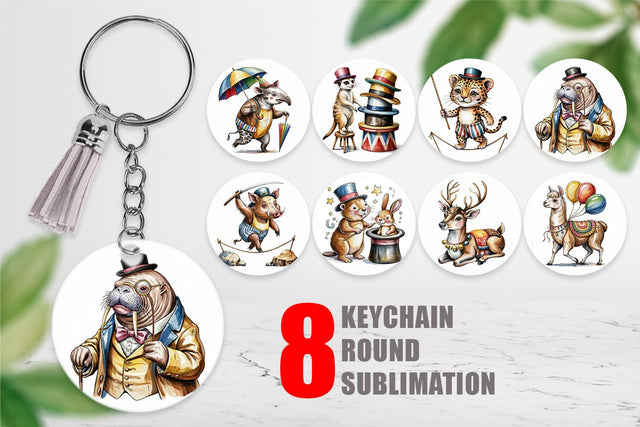 Keychain Vintage Animal Circus Sublimation artnoy 