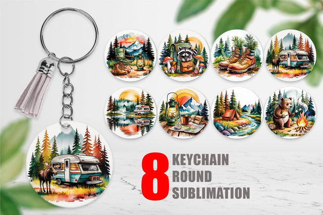Keychain Vintage Camping Vibes Sublimation artnoy 