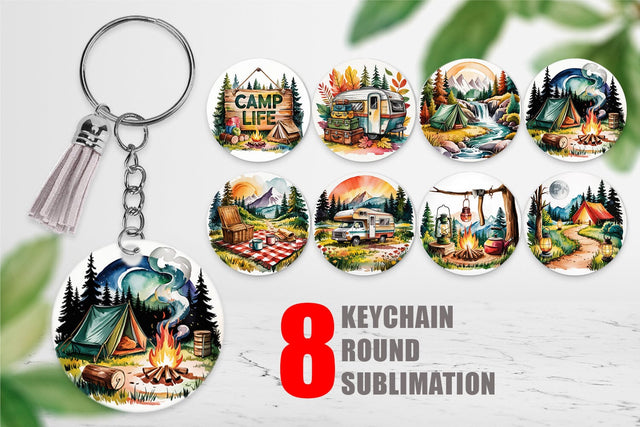 Keychain Vintage Camping Vibes Sublimation artnoy 